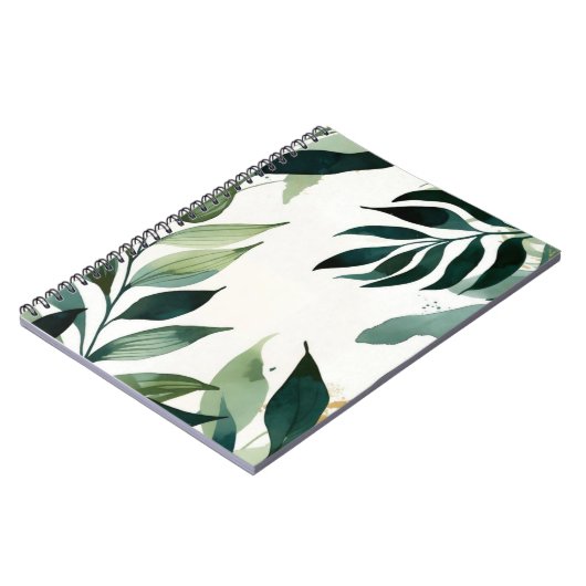 Luxury Emerald Green & Gold Botanical Notebook ノートブック (左側)