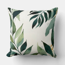 Luxury Emerald Green Gold Botanical Throw Pillow クッション