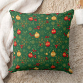 Luxury Emerald Green & Gold Christmas Throw Pillow クッション (ブランケット)