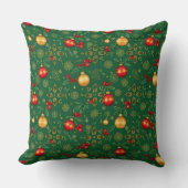 Luxury Emerald Green & Gold Christmas Throw Pillow クッション (正面)