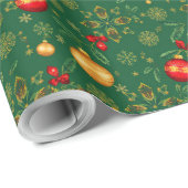 Luxury Emerald Green & Gold Christmas Wrapping Pap ラッピングペーパー (ロールコーナー)