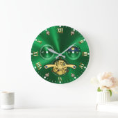 Luxury Emerald Green Gold Elegant ラージ壁時計 (ホーム)