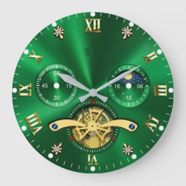 Luxury Emerald Green Gold Elegant ラージ壁時計