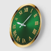Luxury Emerald Green & Gold Modern Minimalist ラージ壁時計 (傾斜)