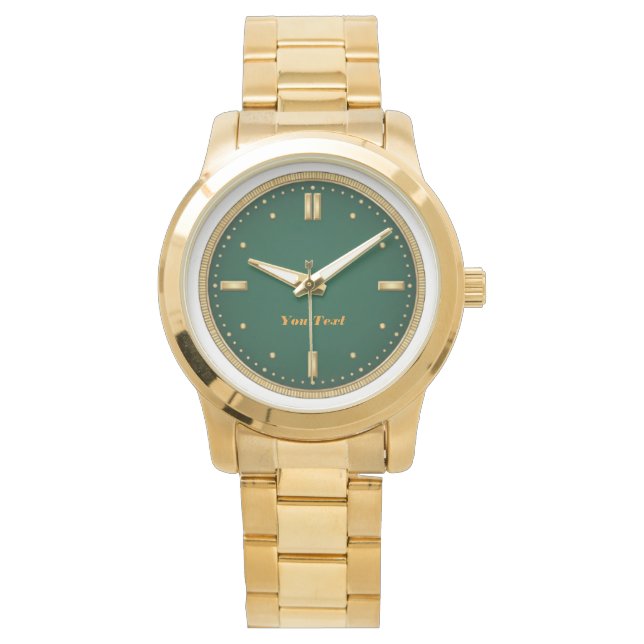 Luxury Emerald Green & Gold Wristwatch 腕時計 (正面)
