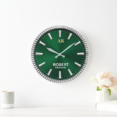 Luxury Emerald Green Minimalist  ラージ壁時計 (ホーム)