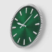 Luxury Emerald Green & Silver Modern Minimalist ラージ壁時計 (傾斜)