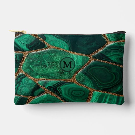 Luxury Emerald Malachite Green Marble Abstract アクセサリーポーチ (正面)
