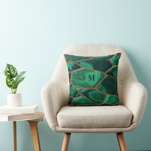 Luxury Emerald Malachite Green Marble Abstract クッション (椅子)