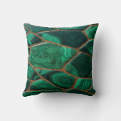 Luxury Emerald Malachite Green Marble Abstract クッション (裏面)
