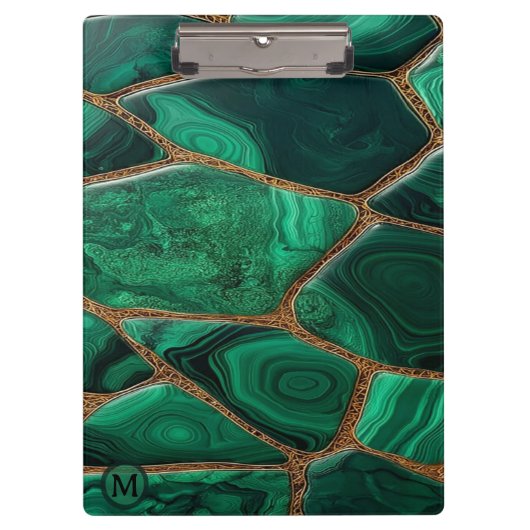 Luxury Emerald Malachite Green Marble Abstract クリップボード (正面)