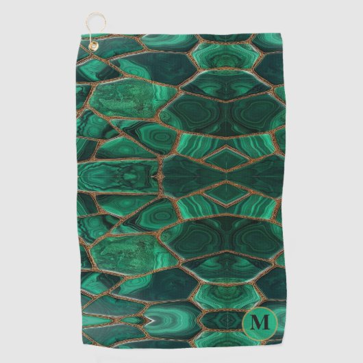 Luxury Emerald Malachite Green Marble Abstract ゴルフタオル (正面)