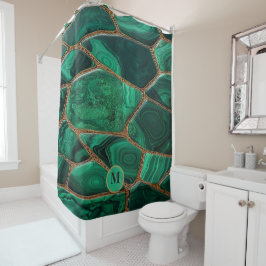 Luxury Emerald Malachite Green Marble Abstract シャワーカーテン