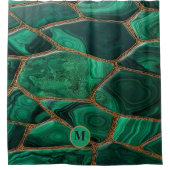 Luxury Emerald Malachite Green Marble Abstract シャワーカーテン (正面)