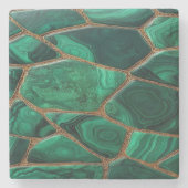 Luxury Emerald Malachite Green Marble Abstract ストーンコースター (正面)