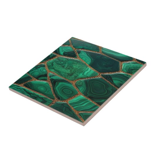 Luxury Emerald Malachite Green Marble Abstract タイル (側面)