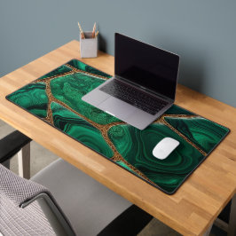 Luxury Emerald Malachite Green Marble Abstract デスクマット