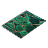 Luxury Emerald Malachite Green Marble Abstract ノートブック (左側)