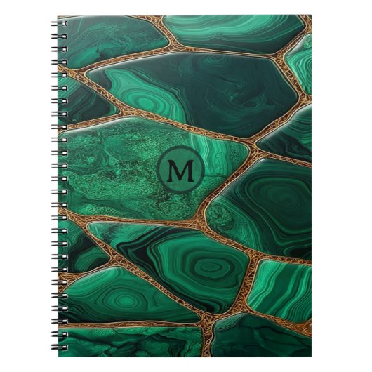 Luxury Emerald Malachite Green Marble Abstract ノートブック (正面)