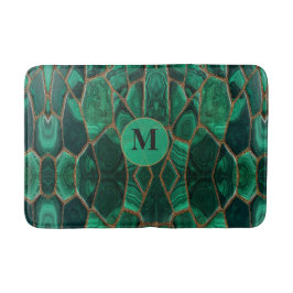 Luxury Emerald Malachite Green Marble Abstract バスマット