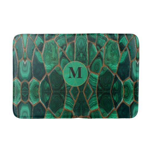 Luxury Emerald Malachite Green Marble Abstract バスマット (正面)