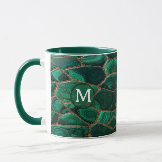 Luxury Emerald Malachite Green Marble Abstract マグカップ (左)