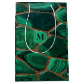 Luxury Emerald Malachite Green Marble Abstract ミディアムペーパーバッグ (正面)