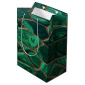Luxury Emerald Malachite Green Marble Abstract ミディアムペーパーバッグ (裏面アングル)