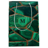 Luxury Emerald Malachite Green Marble Abstract ミディアムペーパーバッグ (正面)