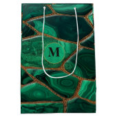 Luxury Emerald Malachite Green Marble Abstract ミディアムペーパーバッグ (裏面)