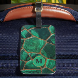 Luxury Emerald Malachite Green Marble Abstract ラゲッジタグ