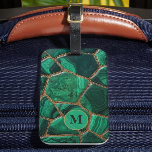 Luxury Emerald Malachite Green Marble Abstract ラゲッジタグ (正面インサイチュ2)