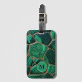 Luxury Emerald Malachite Green Marble Abstract ラゲッジタグ (正面縦)