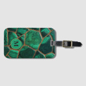 Luxury Emerald Malachite Green Marble Abstract ラゲッジタグ (正面横)