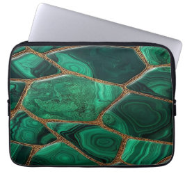 Luxury Emerald Malachite Green Marble Abstract ラップトップスリーブ