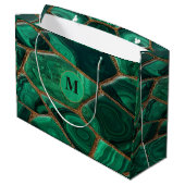 Luxury Emerald Malachite Green Marble Abstract ラージペーパーバッグ (裏面アングル)
