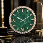 Luxury Emerald Marble Diamond ラージ壁時計