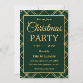 Luxury Emerald Tartan Plaid Christmas Party 招待状 (正面)