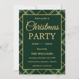Luxury Emerald Tartan Plaid Christmas Party 招待状