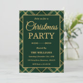 Luxury Emerald Tartan Plaid Christmas Party 招待状 (スタンド正面)