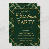Luxury Emerald Tartan Plaid Christmas Party 招待状 (正面/裏面)
