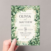 Luxury Eucalyptus Greenery Gold Botanical Frame アクリル招待状 (インサイチュ (ポータブル))