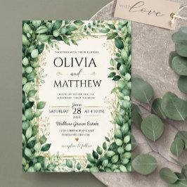 Luxury Eucalyptus Greenery Gold Botanical Frame アクリル招待状