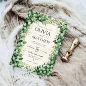 Luxury Eucalyptus Greenery Gold Botanical Frame 招待状