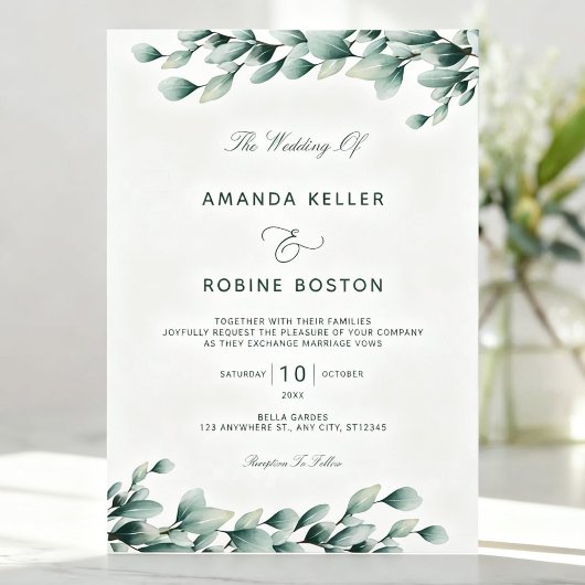 Luxury Eucalyptus Greenery Wedding Invitation 招待状