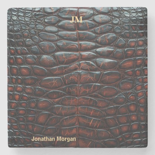 Luxury Executive Monogram Premium Leather ストーンコースター (正面)