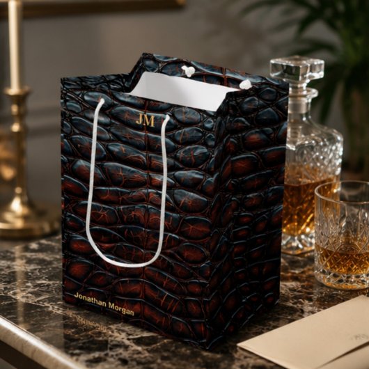 Luxury Executive Monogram Premium Leather ミディアムペーパーバッグ