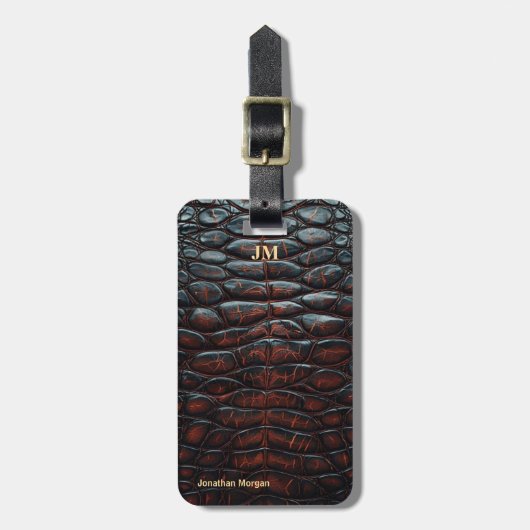 Luxury Executive Monogram Premium Leather ラゲッジタグ (正面縦)
