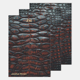 Luxury Executive Monogram Premium Leather ラッピングペーパーシート