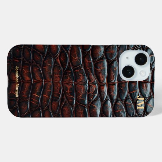 Luxury Executive Monogram Premium Leather Case-Mate iPhoneケース (裏面 (横))